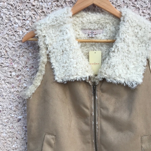Fever Jackets & Blazers - Faux Suede Vest with Furry Lining NWT
